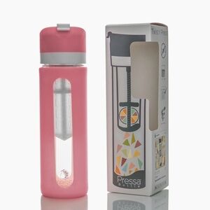 NEW Pressa Bottle Pink Glass Water Bottle - with Fruit Press